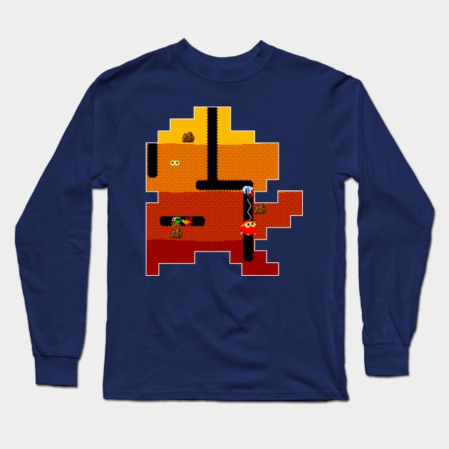 Dig Dug Tribute Long Sleeve T-Shirt by 8-BitHero